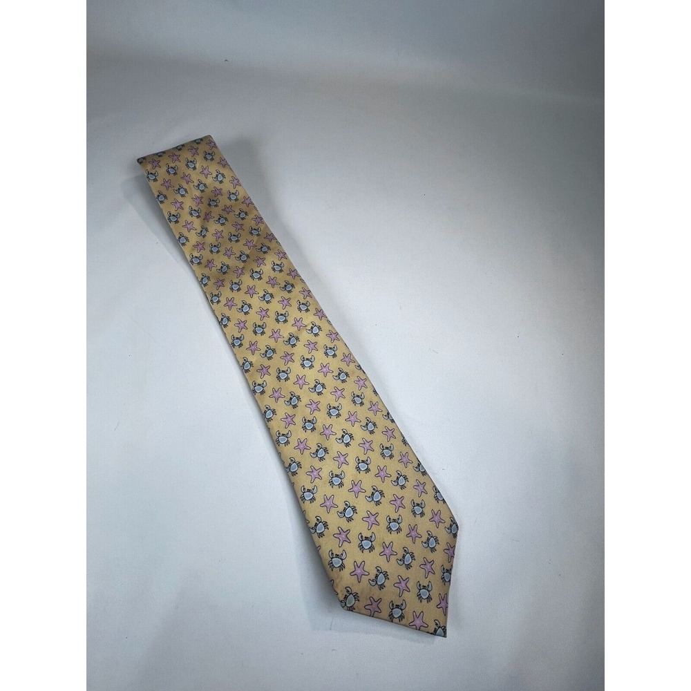 Sero Mens Silk‎ Tie With Crab & Starfish Pattern
